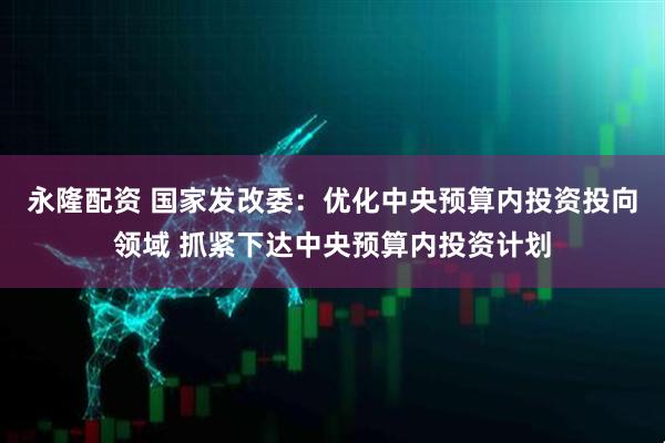 永隆配资 国家发改委：优化中央预算内投资投向领域 抓紧下达中央预算内投资计划